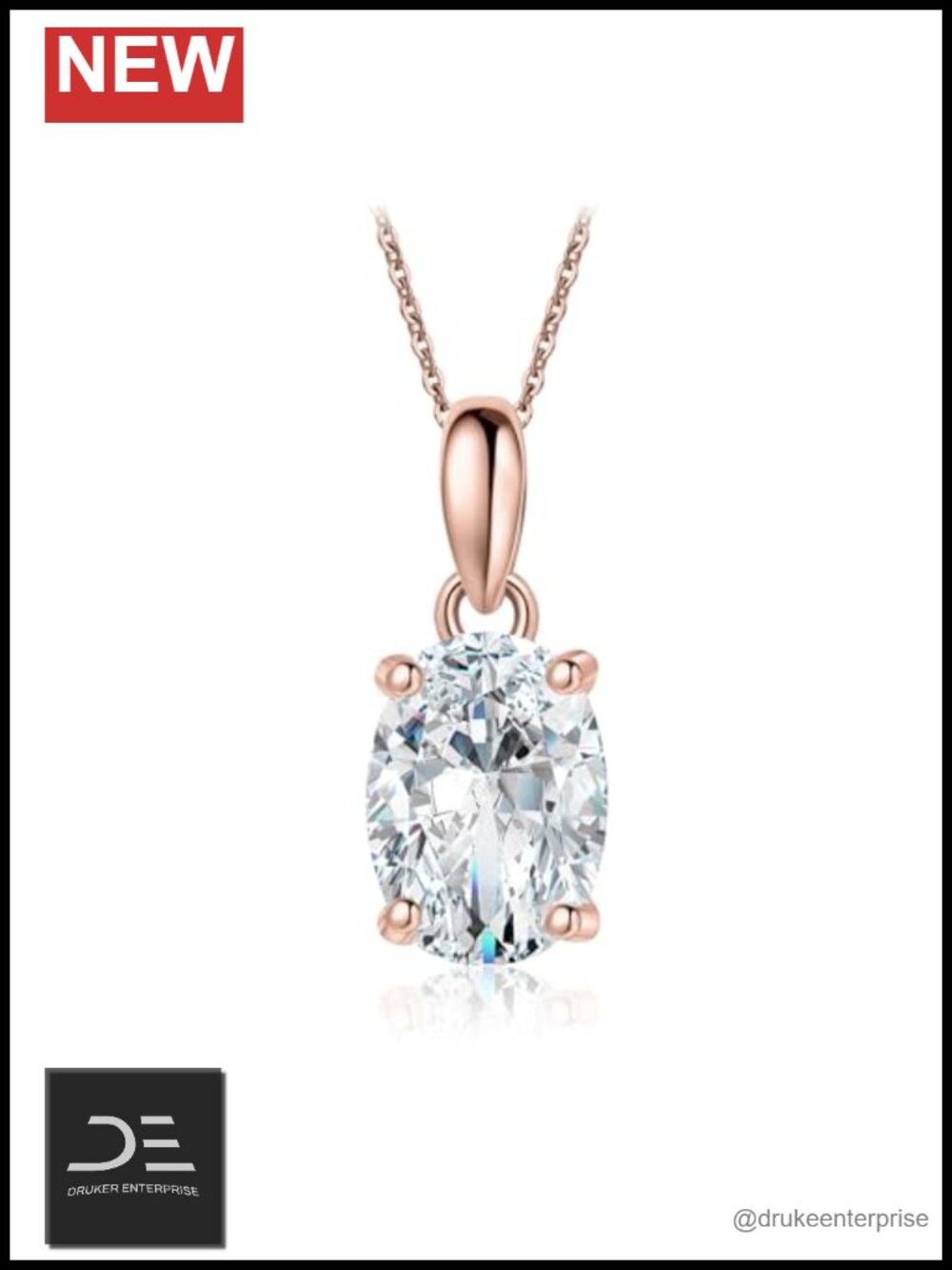 1ct Moissanite Solitaire Pendant Necklace for Women 925 Sterling Silver Gold